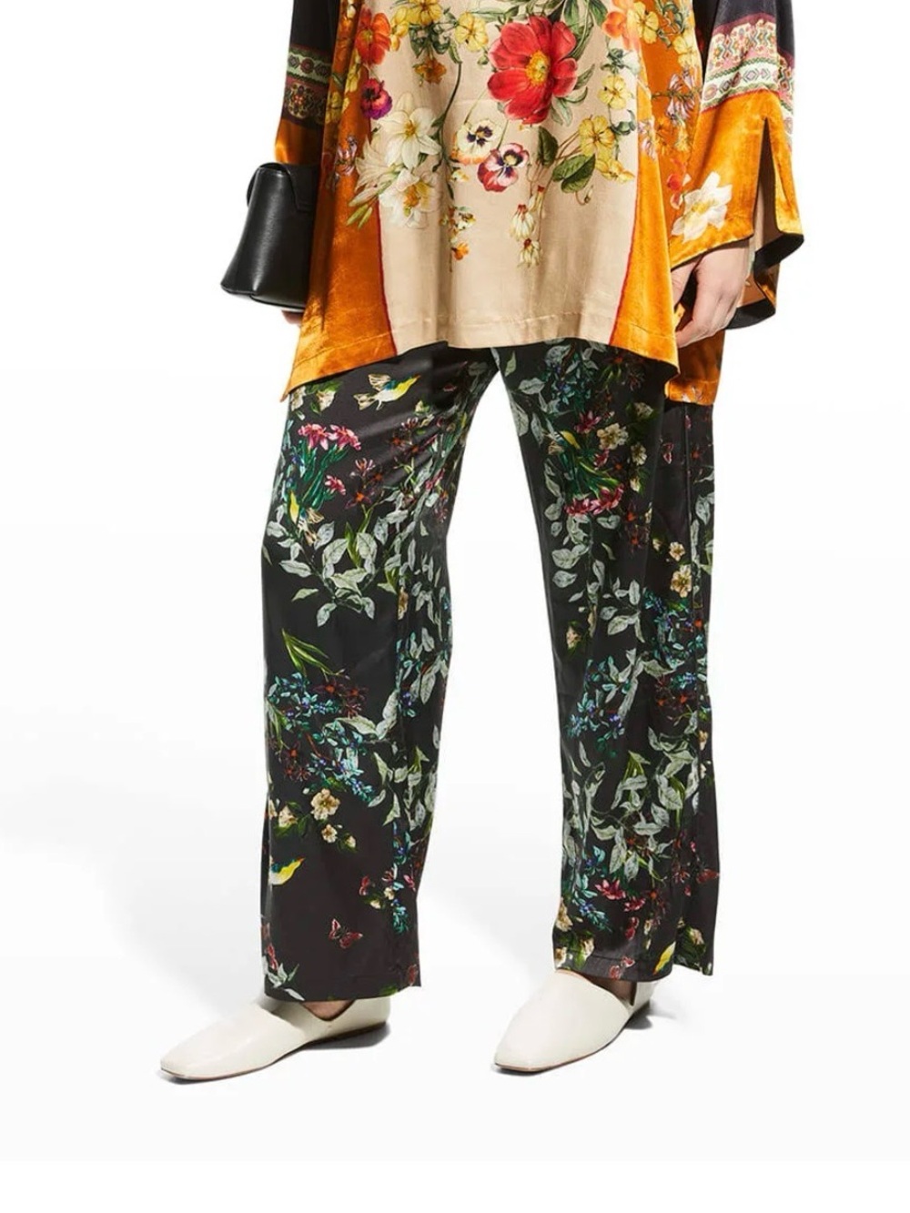 JOHNNY WAS Black ASH JESSEE Silk Pants Sz MEDIUM Stretch Boho $275